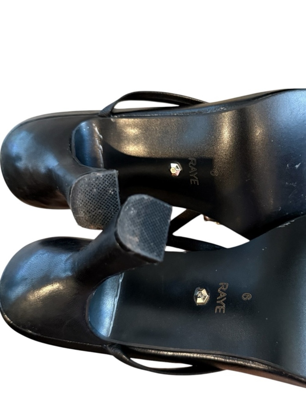 RAYE Rouge Leather Black Slip On Heeled Sandals - Picture 12 of 13